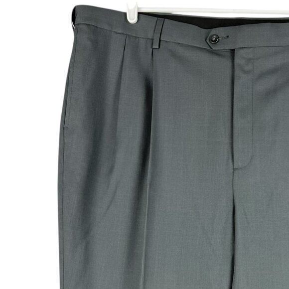 Savane Men's Comfort Waist Straight Pleated Rolled Cuff Charcoal Pants 46x30 NWT - Picture 5 of 13
